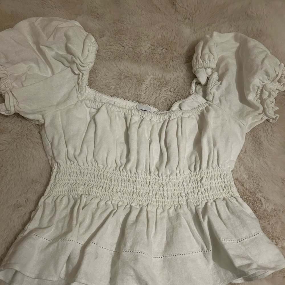 Puff sleeve peplum top